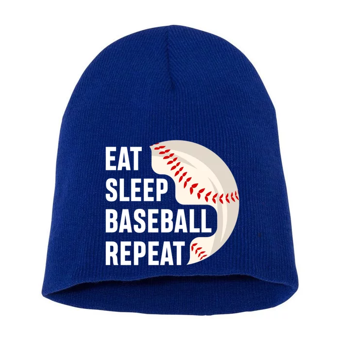 Funny Baseball Patriotic Eat Sleep Baseball Players Dads Gift Short Acrylic Beanie