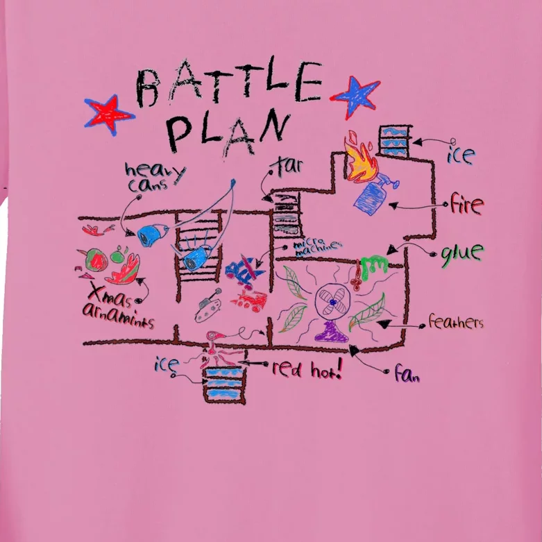 Funny Battle Plan Christmas Home Hand Dawn Alone Xmas Kids Long Sleeve Shirt