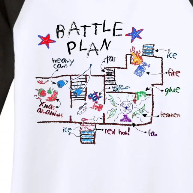 Funny Battle Plan Christmas Home Hand Dawn Alone Xmas Women's Tri-Blend 3/4-Sleeve Raglan Shirt