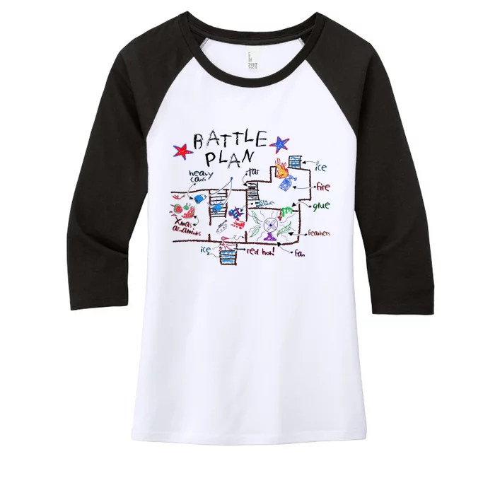 Funny Battle Plan Christmas Home Hand Dawn Alone Xmas Women's Tri-Blend 3/4-Sleeve Raglan Shirt