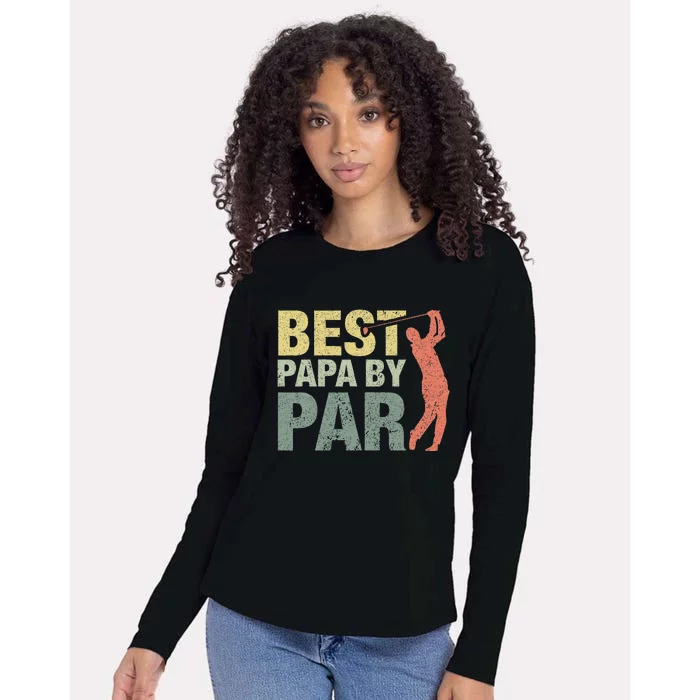 Funny Best Papa By Par Fathers Day Golf Gift Grandpa Womens Cotton Relaxed Long Sleeve T-Shirt