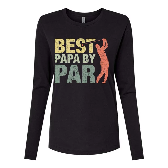 Funny Best Papa By Par Fathers Day Golf Gift Grandpa Womens Cotton Relaxed Long Sleeve T-Shirt