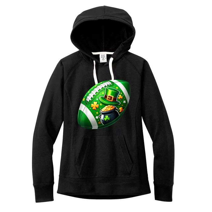 Football Ball Player St Patricks Day Football Women's Fleece Hoodie