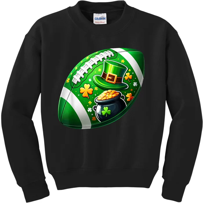 Football Ball Player St Patricks Day Football Kids Sweatshirt