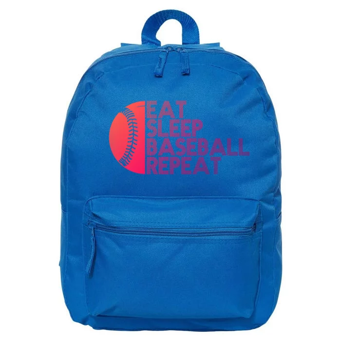 Funny Baseball Player Eat Sleep Baseball Repeat Baseball Gift 16 in Basic Backpack