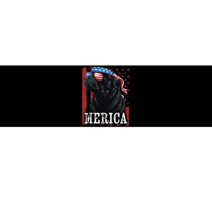 Funny Black Pug 4th of July Dog Mom Dog Dad Merica USA Flag Bumper Sticker