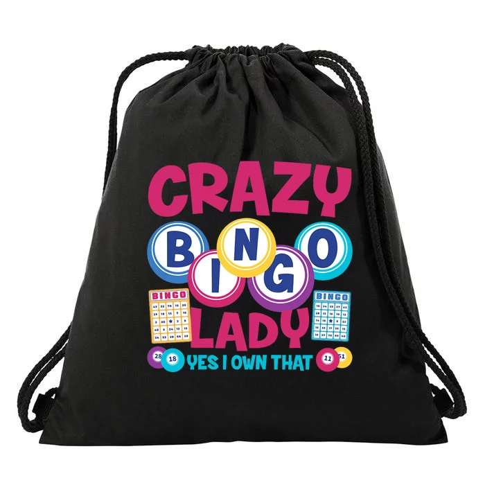 Funny Bingo Player Crazy Bingo Lady Drawstring Bag