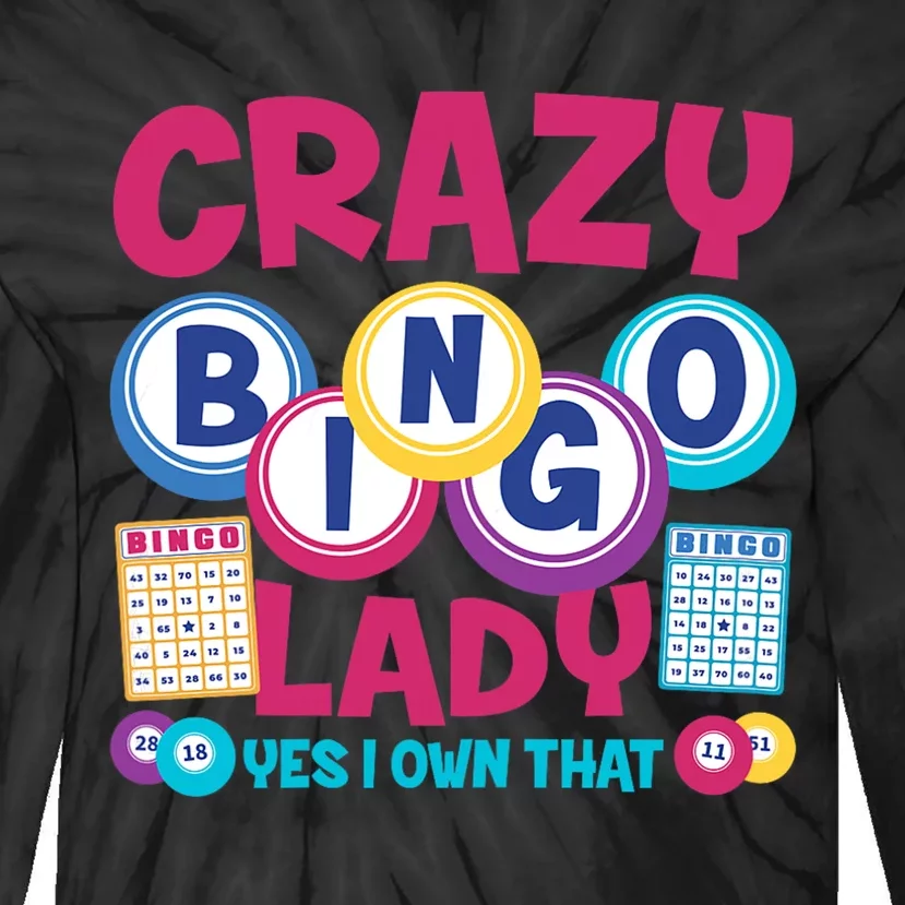 Funny Bingo Player Crazy Bingo Lady Tie-Dye Long Sleeve Shirt