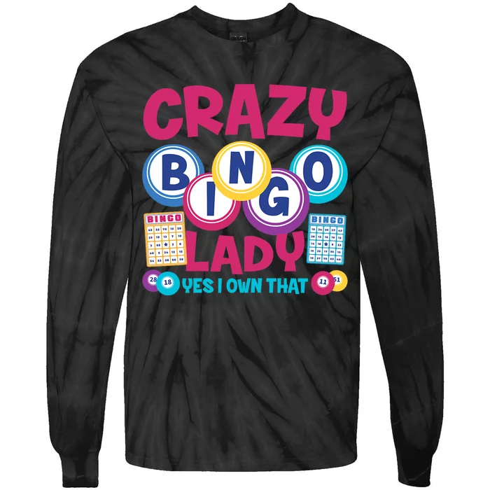 Funny Bingo Player Crazy Bingo Lady Tie-Dye Long Sleeve Shirt