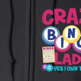 Funny Bingo Player Crazy Bingo Lady Full Zip Hoodie