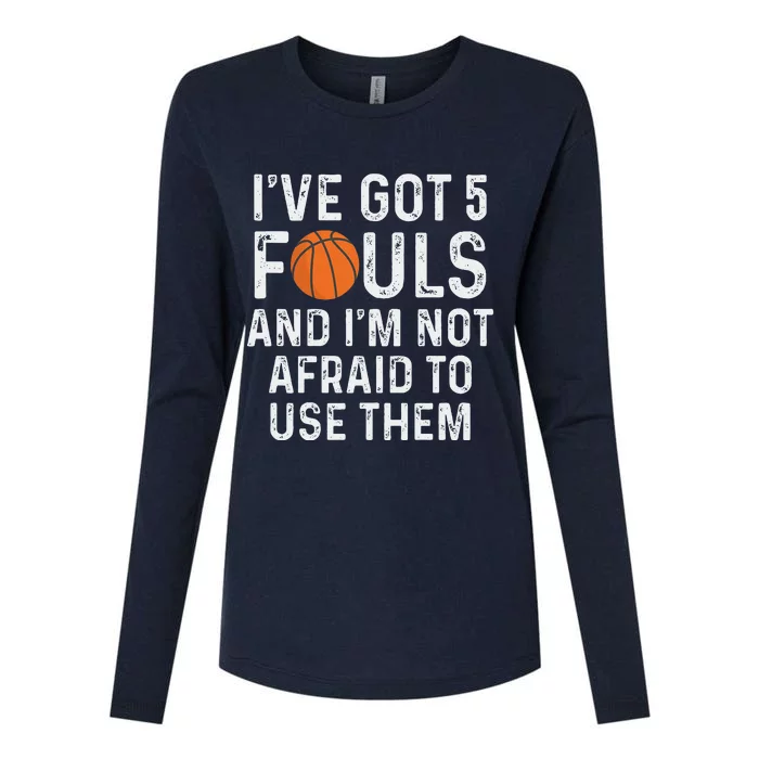 Funny Basketball Player Hoops 5 Fouls Womens Cotton Relaxed Long Sleeve T-Shirt