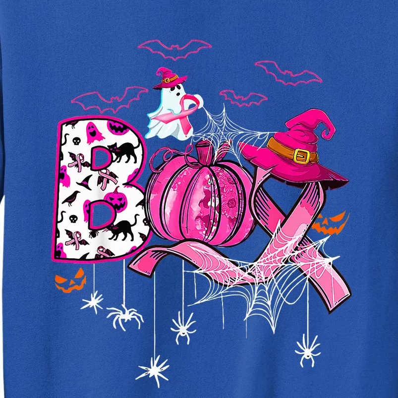 Funny Boo Pumpkin Witch Pink Ribbon Breast Cancer Halloween Sweatshirt