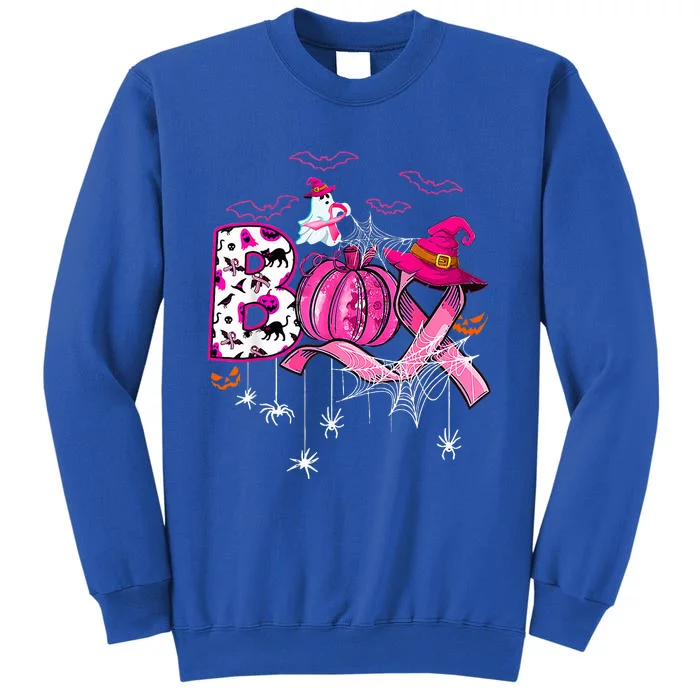 Funny Boo Pumpkin Witch Pink Ribbon Breast Cancer Halloween Sweatshirt