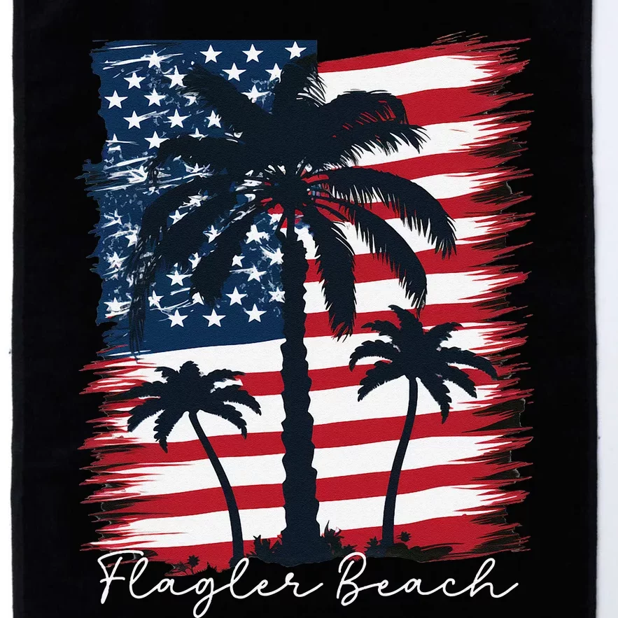 Flagler Beach Patriotic American Flag Palm Trees Platinum Collection Golf Towel