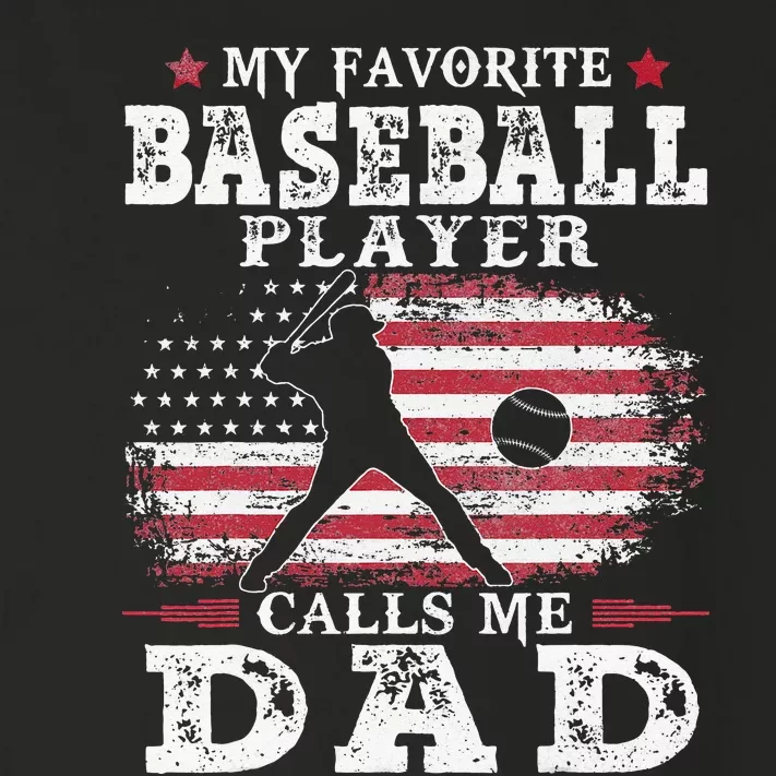 Favorite Baseball Player Calls Me Dad USA Flag Fathers Day Toddler Long Sleeve Shirt