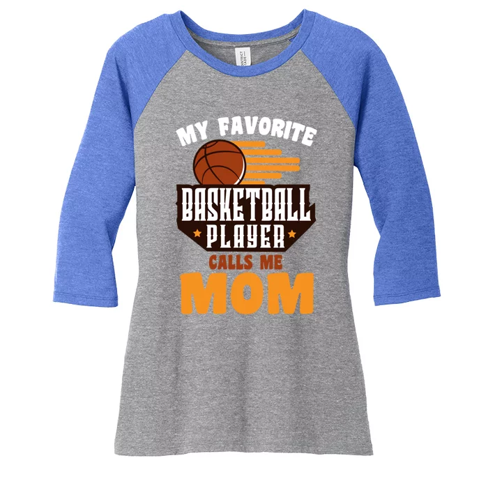 Favorite Basketball Player Calls Me Mom Basketball Gift Women's Tri-Blend 3/4-Sleeve Raglan Shirt