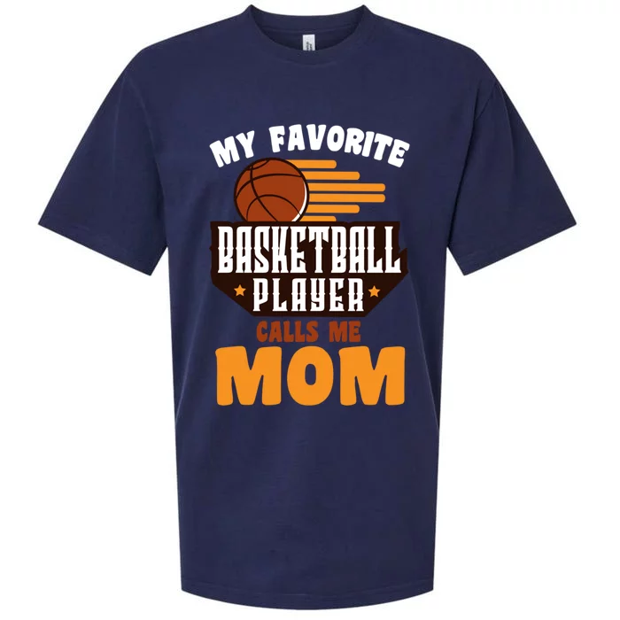 Favorite Basketball Player Calls Me Mom Basketball Gift Sueded Cloud Jersey T-Shirt