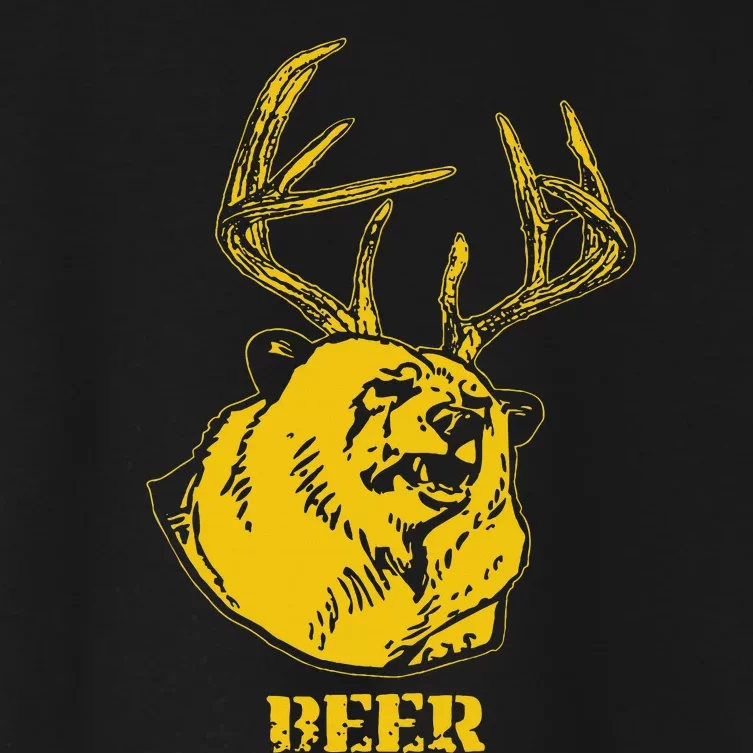 Funny Bear Plus Deer Equals Beer Deer Hunting Usa Hunter Women's Crop Top Tee