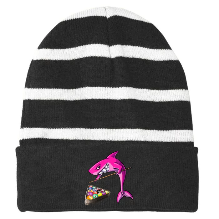 Funny Billiards Pool Cute Shark Gift Striped Beanie with Solid Band