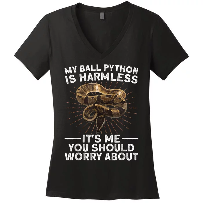 Funny Ball Python For Men Women Snake Lover Reptile Animal Women's V-Neck T-Shirt