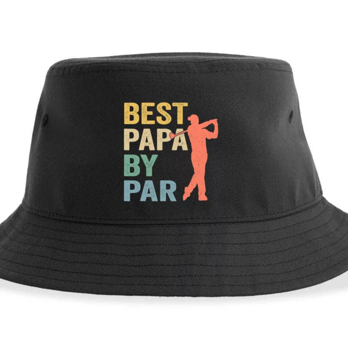 Funny Best Papa By Par Fathers Day Golf Grandpa Sustainable Bucket Hat