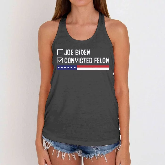 Funny Ballot Paper Voting I Voted For A Convicted Felon Women's Knotted Racerback Tank