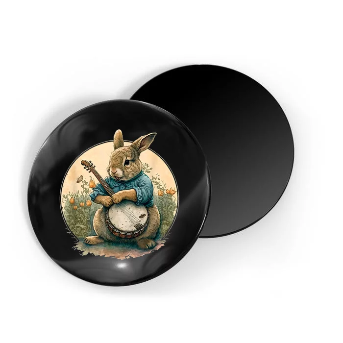 Funny Bunny Playing Banjo Guitar Music Rabbit Happy Easter Magnet