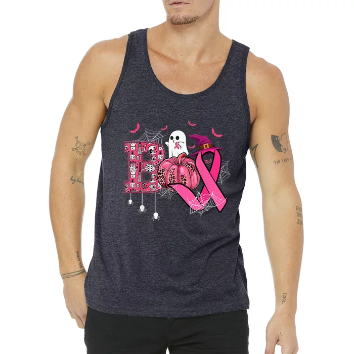 Funny Boo Pumpkin Witch Pink Ribbon Breast Cancer Halloween Tank Top