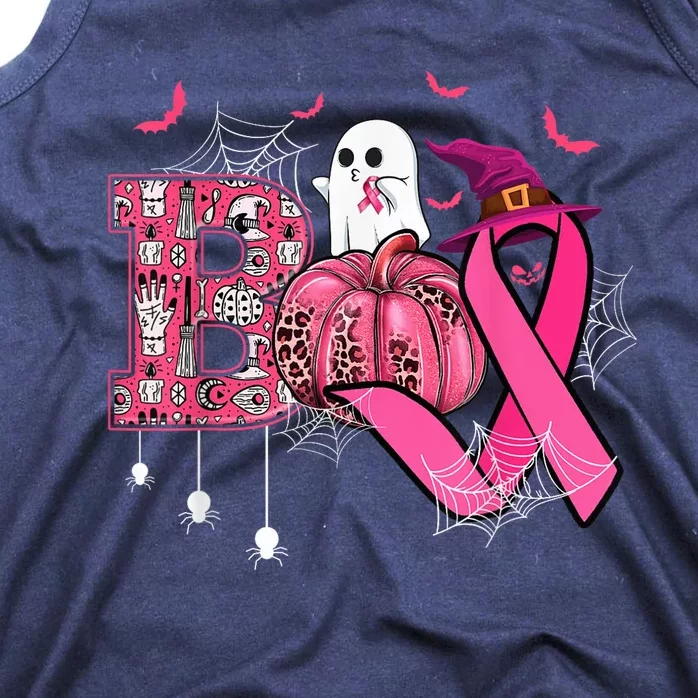 Funny Boo Pumpkin Witch Pink Ribbon Breast Cancer Halloween Tank Top