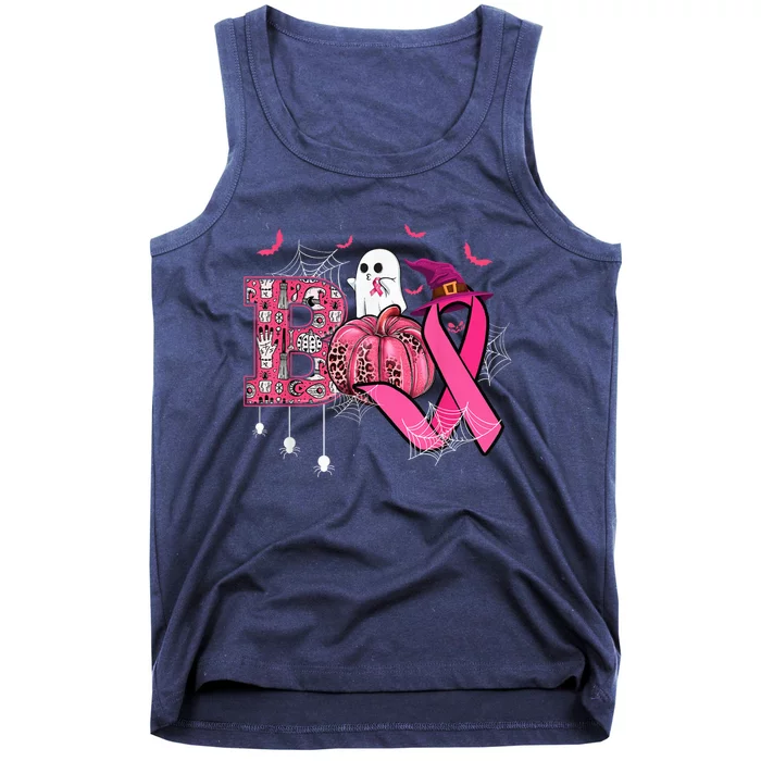 Funny Boo Pumpkin Witch Pink Ribbon Breast Cancer Halloween Tank Top