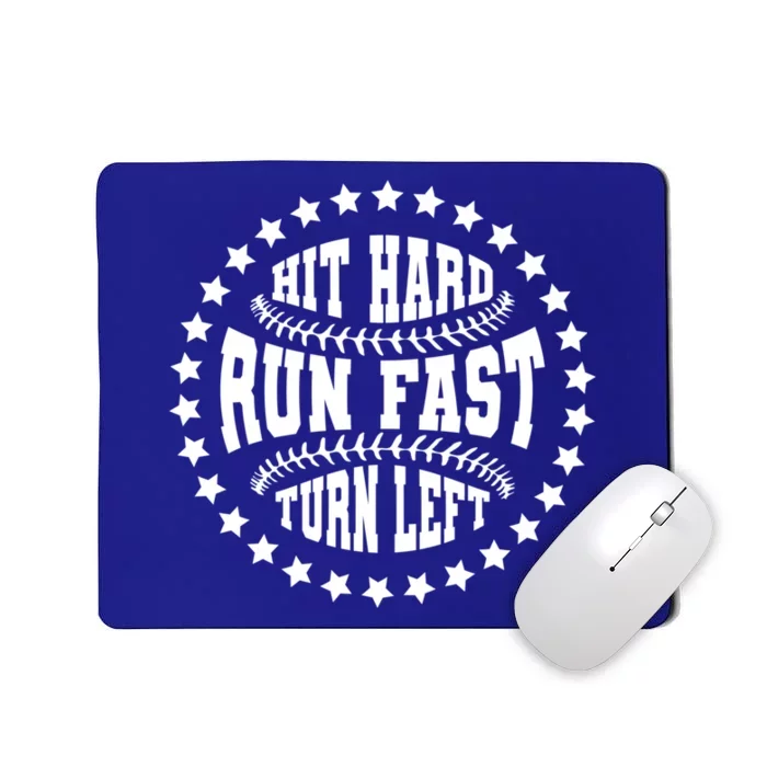 Funny Baseball Player Hit Hard Run Fast Turn Left Baseballer Funny Gift Mousepad