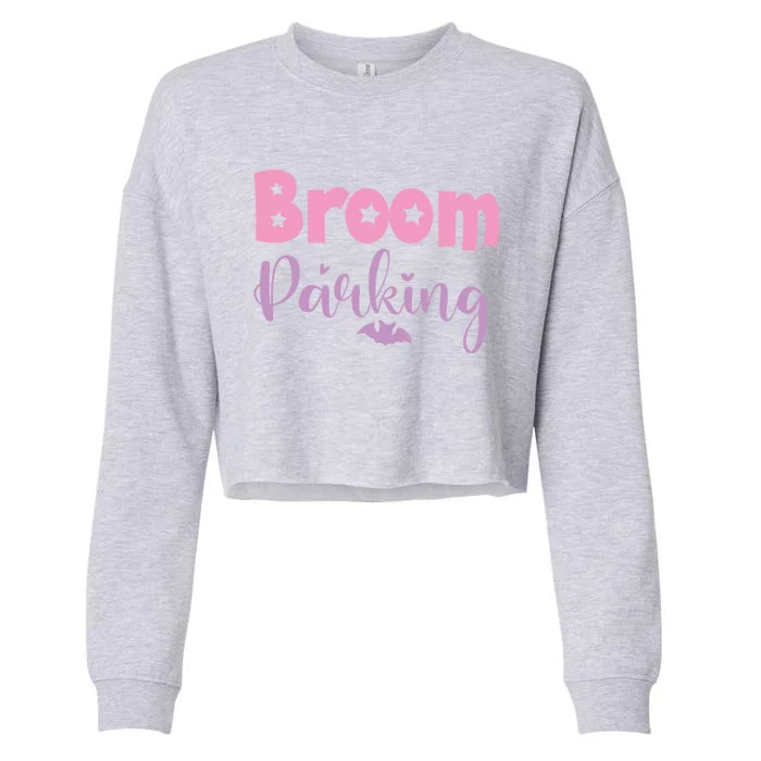 Funny Broom Parking Ghost Graphic Gift Cropped Pullover Crew