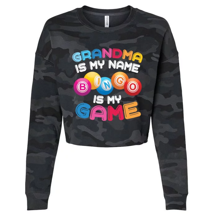 Funny Bingo Player Grandma Gift Cropped Pullover Crew