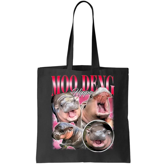 Funny Baby Pygmy Hippo Moodeng Tote Bag