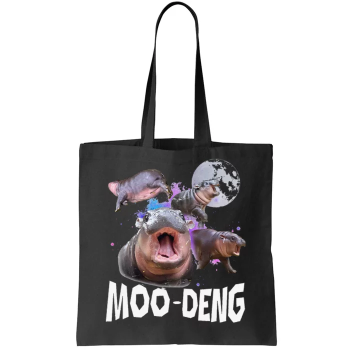 Famous Baby Pygmy Hippo Moo Deng Funny For Animal Lover Tote Bag