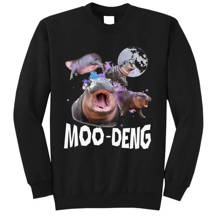 Famous Baby Pygmy Hippo Moo Deng Funny For Animal Lover Tall Sweatshirt