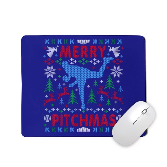 Funny Baseball Pitcher Ugly Christmas Sweater Party Gift Mousepad