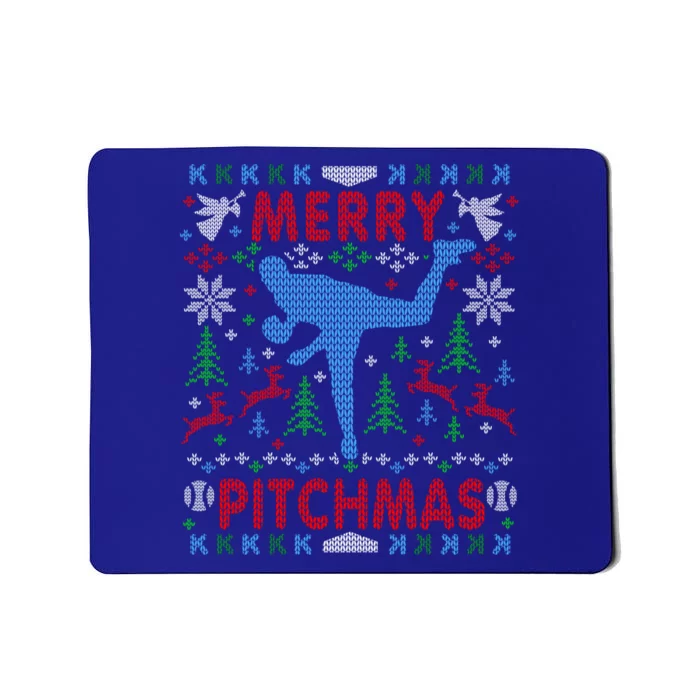 Funny Baseball Pitcher Ugly Christmas Sweater Party Gift Mousepad