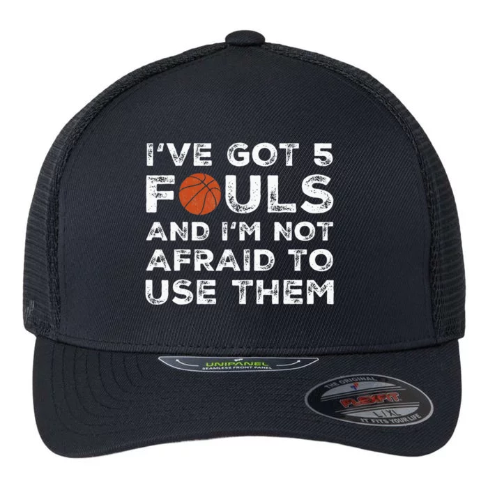 Funny Basketball Player Hoops 5 Fouls Flexfit Unipanel Trucker Cap