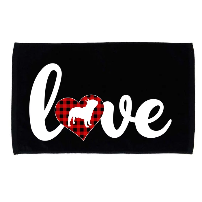 Funny Buffalo Plaid Love French Bulldog Valentine's Day Gift Microfiber Hand Towel