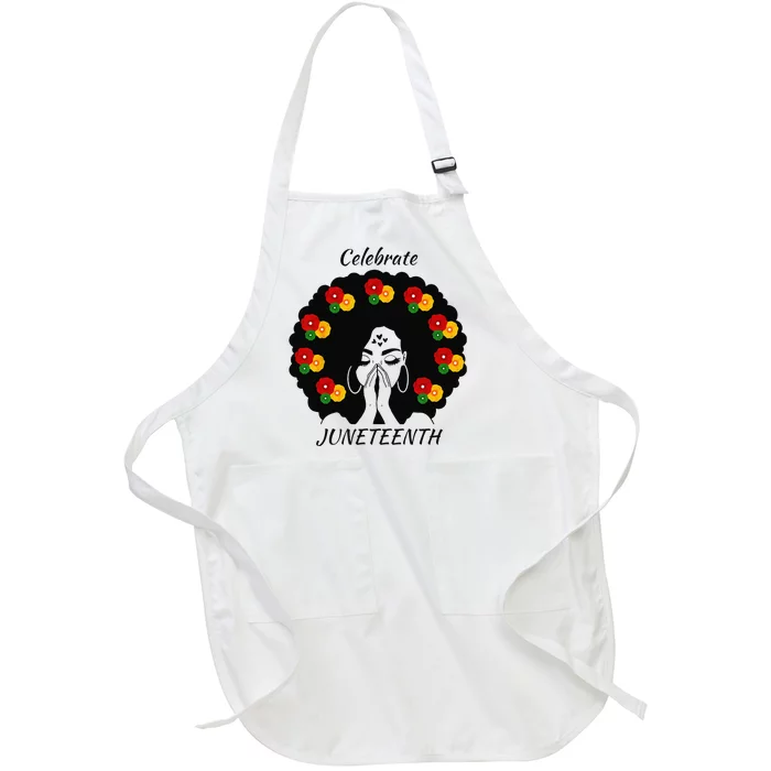 Funny  Black Queen Afro Melanin Dripping Juneteenth Full-Length Apron With Pocket