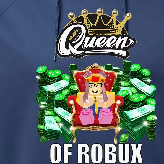 Funny Blox Queen Of ROBUX For Girl VR Gaming Or Video Gamer Performance Fleece Hoodie