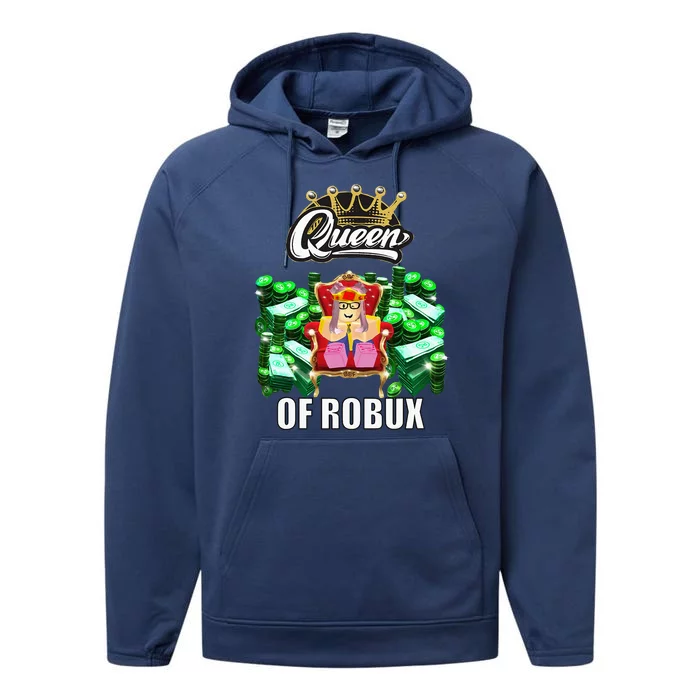 Funny Blox Queen Of ROBUX For Girl VR Gaming Or Video Gamer Performance Fleece Hoodie