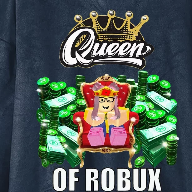 Funny Blox Queen Of ROBUX For Girl VR Gaming Or Video Gamer Hooded Wearable Blanket