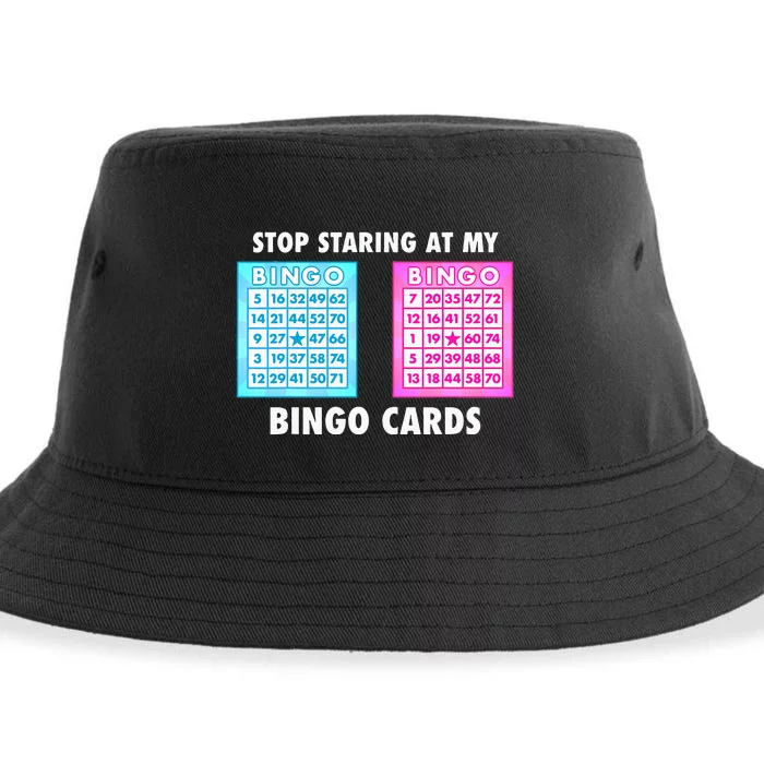 Funny Bingo Queen Stop Staring At My Bingo Cards Sustainable Bucket Hat