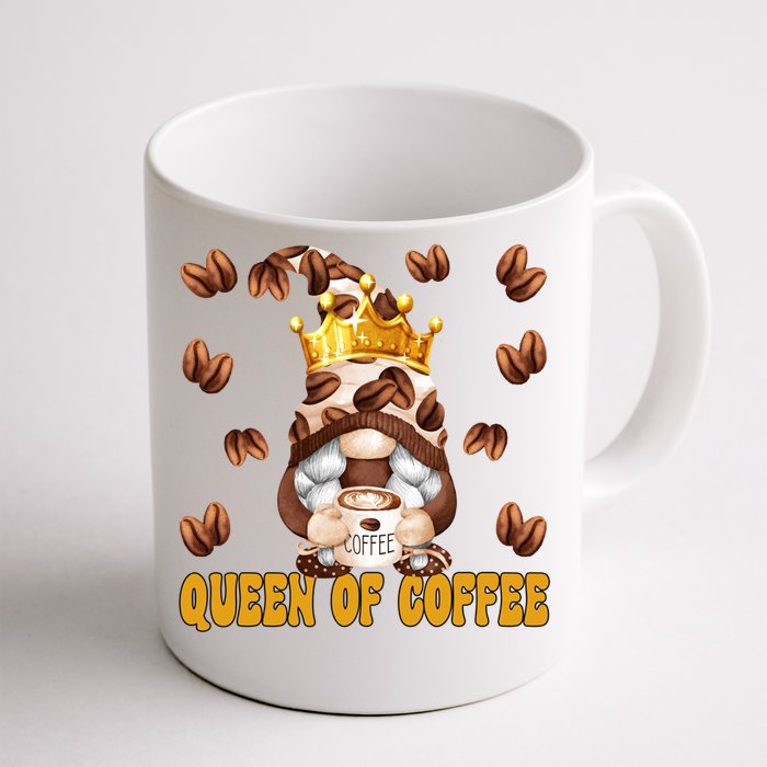 Funny Barista Queen Of Coffee Gnome And Coffee Mom Gift Front & Back Coffee Mug