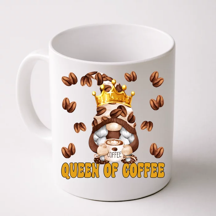 Funny Barista Queen Of Coffee Gnome And Coffee Mom Gift Front & Back Coffee Mug