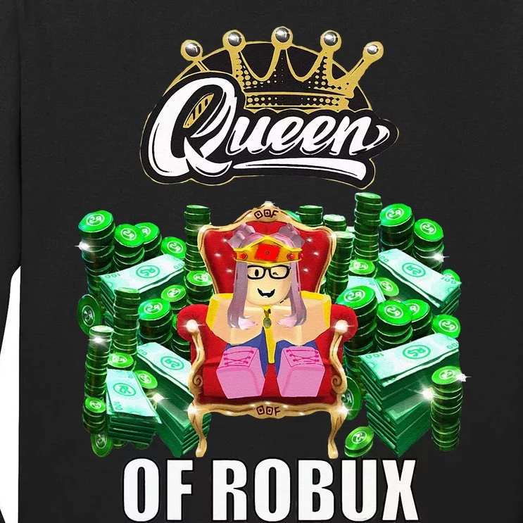 Funny Blox Queen Of ROBUX For Girl VR Gaming Or Video Gamer Tall Long Sleeve T-Shirt