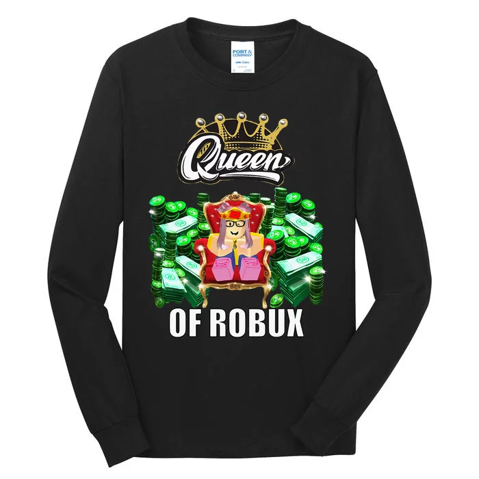 Funny Blox Queen Of ROBUX For Girl VR Gaming Or Video Gamer Tall Long Sleeve T-Shirt