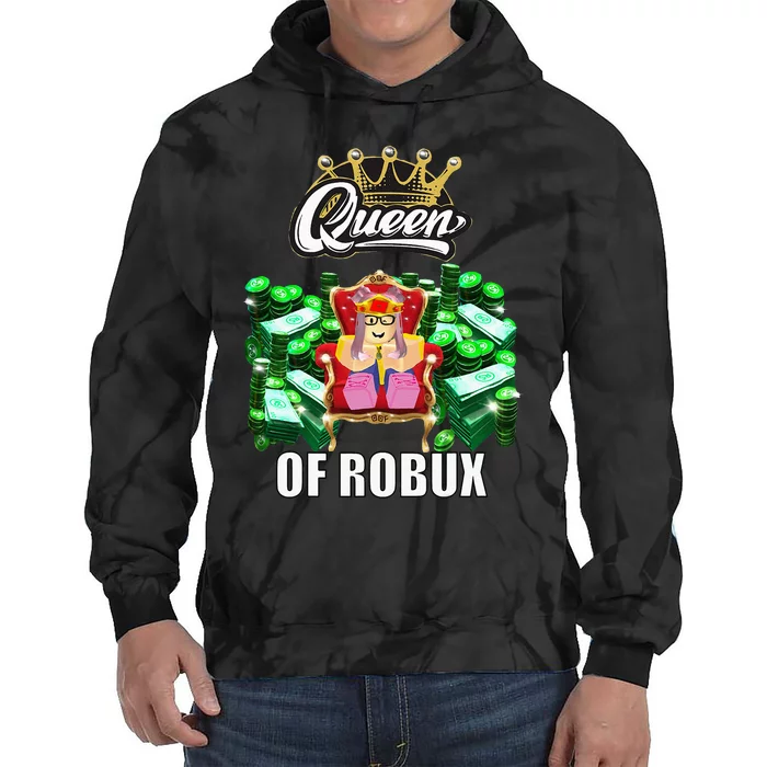 Funny Blox Queen Of ROBUX For Girl VR Gaming Or Video Gamer Tie Dye Hoodie